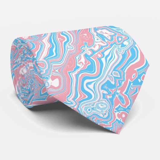Cravate Drapeau de la Trans Pride Trippy Boho Super Wavy (Roulé)