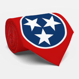 Cravate Drapeau de l'État du Tennessee Bleu Étoiles Blanch