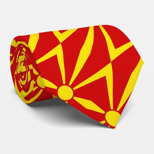 Cravate Drapeau de Macédoine du Nord (Roulé)