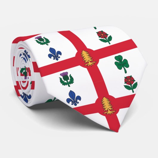 Cravate Drapeau de Montréal (Québec) (Roulé)