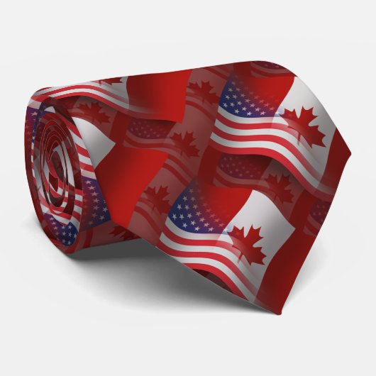 Cravate Drapeau de ondulation Canadien-Américain (Roulé)