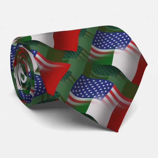 Cravate Drapeau de ondulation Italien-Américain (Roulé)
