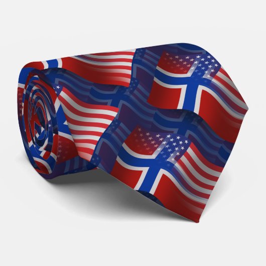 Cravate Drapeau de ondulation Norvégien-Américain (Roulé)