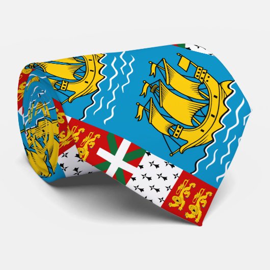 Cravate Drapeau de Saint-Pierre-et-Miquelon (Roulé)