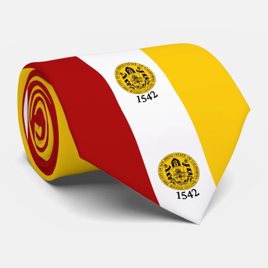 Cravate Drapeau de San Diego, Californie (Roulé)