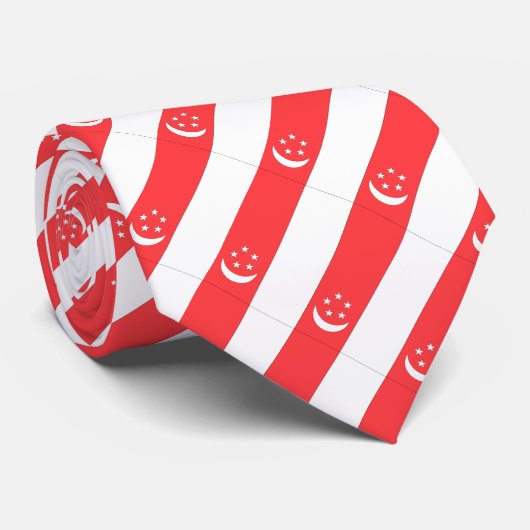 Cravate Drapeau de Singapour (Roulé)
