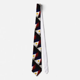 Cravate Drapeau des Philippines Black Grunge