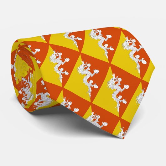 Cravate Drapeau du Bhoutan (Roulé)