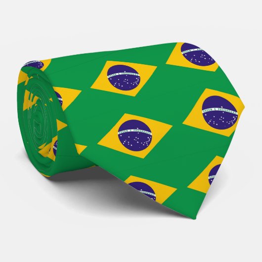 Cravate Drapeau du Brésil Bandeira do Brasil (Roulé)