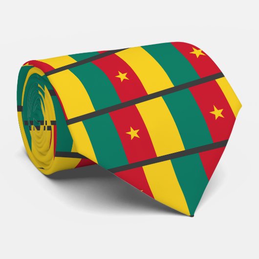 Cravate Drapeau du Cameroun (Roulé)