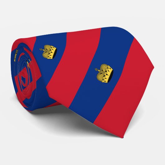 Cravate Drapeau du Liechtenstein (Roulé)