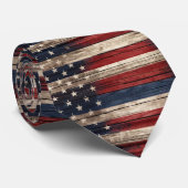 Cravate Drapeau en bois étoilé et rayé patiné (Roulé)