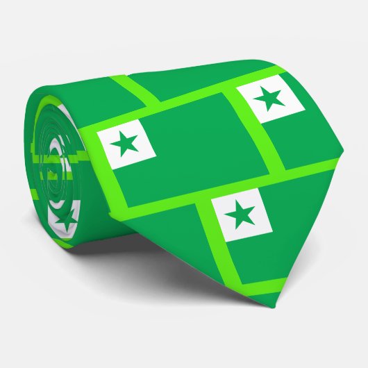 Cravate drapeau espéranto, (Roulé)