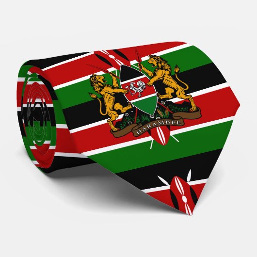 Cravate Drapeau et armoiries du Kenya (Roulé)