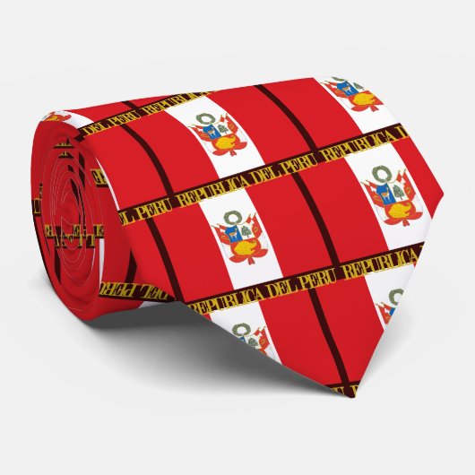 Cravate Drapeau et certificat d'authenticité du Pérou (Roulé)