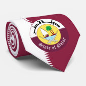 Cravate Drapeau et emblème du Qatar (Roulé)