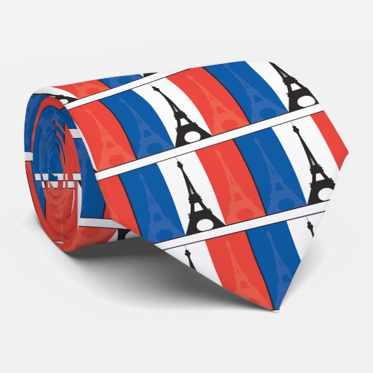 Cravate Drapeau et Tour Eiffel français (Roulé)