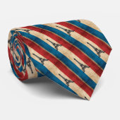 Cravate Drapeau français rétro et Eiffel (Roulé)