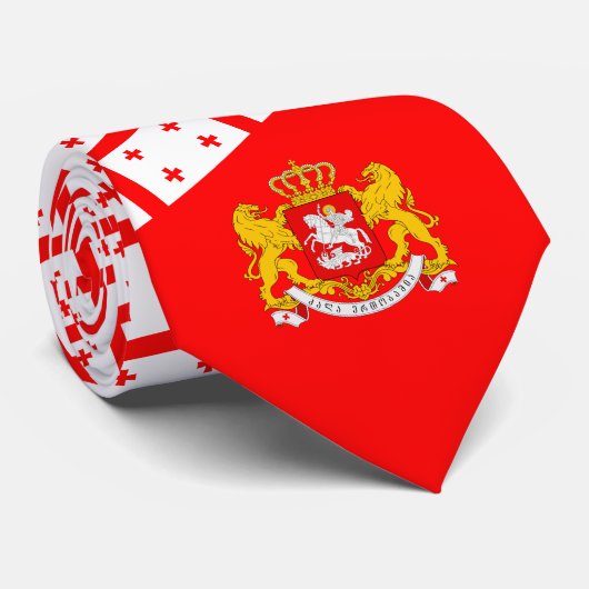 Cravate Drapeau géorgien et armoiries de Géorgie (Roulé)