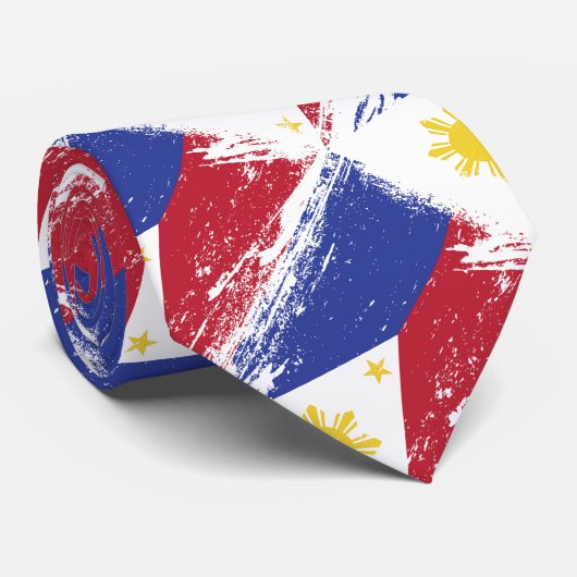 Cravate Drapeau grunge de Philippines (Roulé)