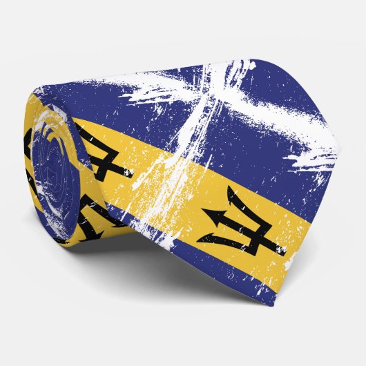 Cravate Drapeau grunge des Barbade (Roulé)