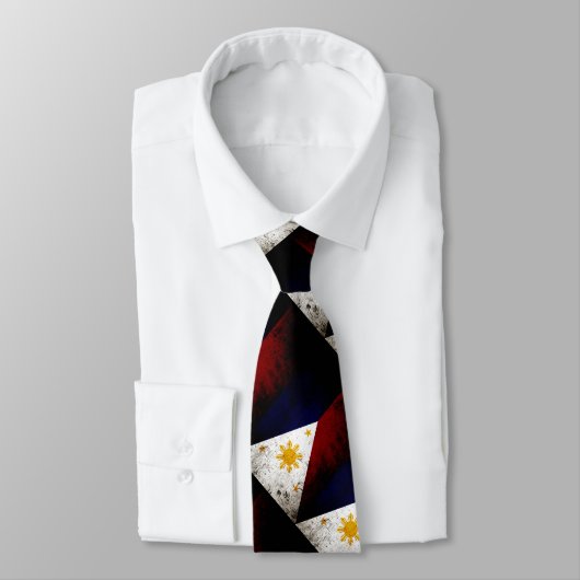 Cravate Drapeau grunge noir de Philippines (Attaché)