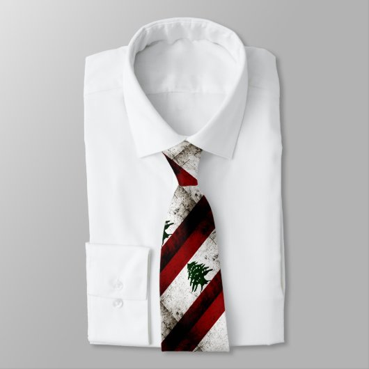 Cravate Drapeau grunge noir du Liban (Attaché)