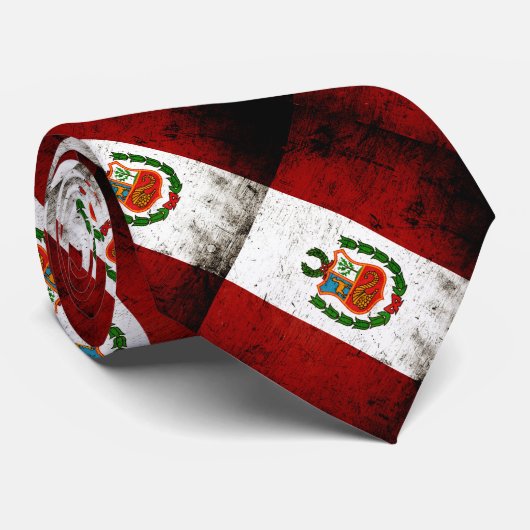 Cravate Drapeau grunge noir du Pérou (Roulé)