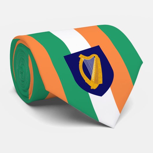 Cravate Drapeau irlandais et armoiries, République d'Irlan (Roulé)
