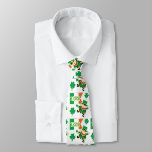 Cravate Drapeau irlandais Leprechaun (Attaché)