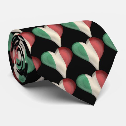 Cravate Drapeau italien à un coeur (Roulé)