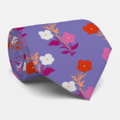 Cravate Drapeau lesbien rouge et rose subtil Fleurs (Roulé)