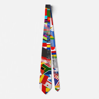 Cravate Drapeau mondial Global Glitch Collage abstrait 