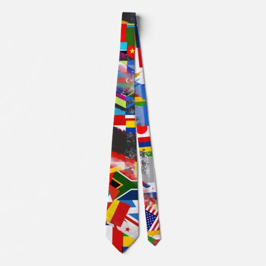 Cravate Drapeau mondial Global Glitch Collage abstrait  (Devant)