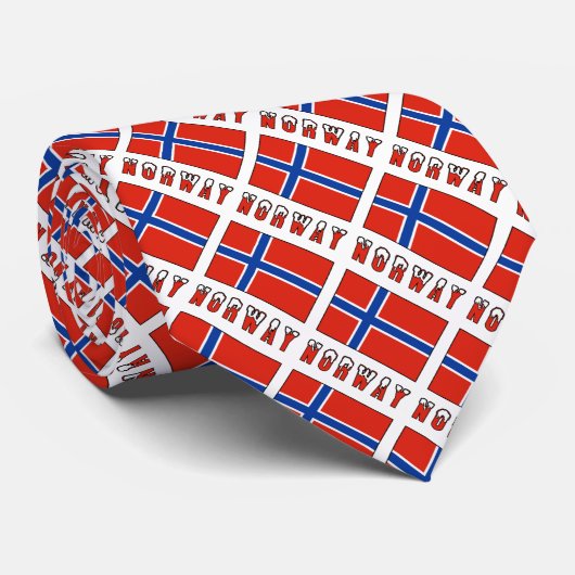 Cravate Drapeau norvégien avec votre nom (Roulé)