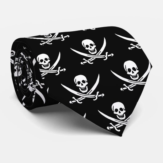 Cravate Drapeau Pirate Jolly Roger motif (Roulé)
