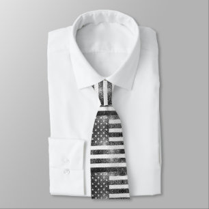 Cravate Drapeau rustique noir blanc argenté Étincelles USA