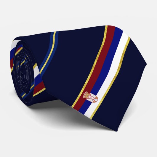 Cravate Drapeau serbe de rayures (Roulé)