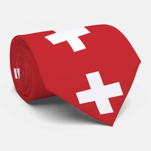 Cravate Drapeau Suisse (Roulé)