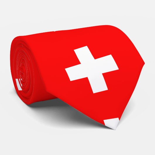 Cravate Drapeau Suisse (Roulé)