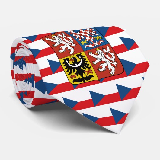 Cravate Drapeau tchèque et armoiries de la République tchè (Roulé)