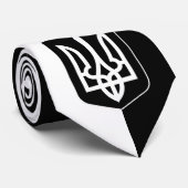 Cravate Drapeau ukrainien & Ukraine tryzub - Noir / Blanc (Roulé)