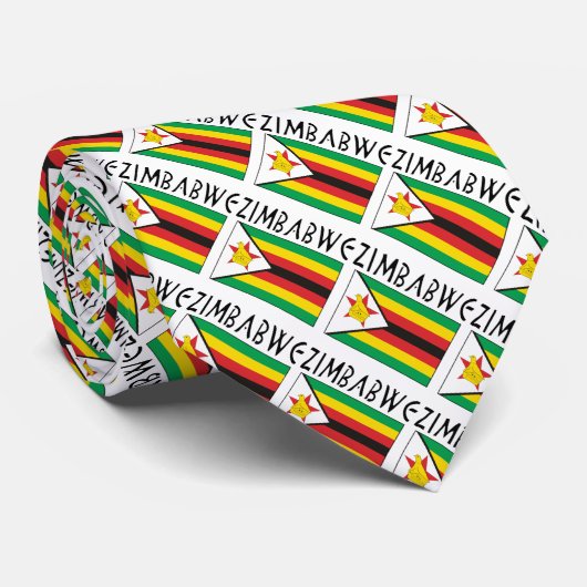 Cravate Drapeau zimbabwéen avec votre nom (Roulé)