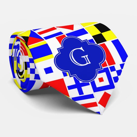 Cravate Drapeaux de signalisation nautique Monogramme de Q (Roulé)