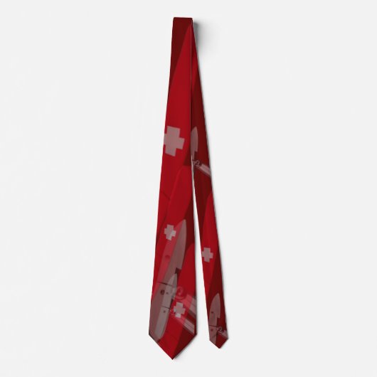 Cravate Drapeaux D'Inspiration (Couteau De L'Armée Suisse) (Devant)