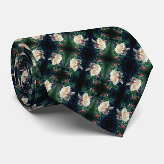 Cravate Dreamy Peach Rose Et Buds Abstrait (Roulé)