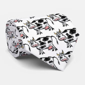 Cravate Drôle Cartoon de vache noir et blanc (Roulé)