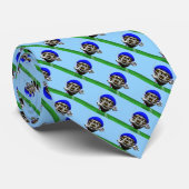 Cravate Drôle Cartoon Football dans un casque (Roulé)