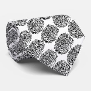 Cravate Drôle criminel noir empreintes blanches pour la po