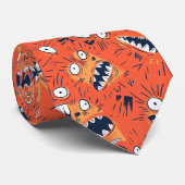 Cravate Drôle de monstre orange visage criant (Roulé)